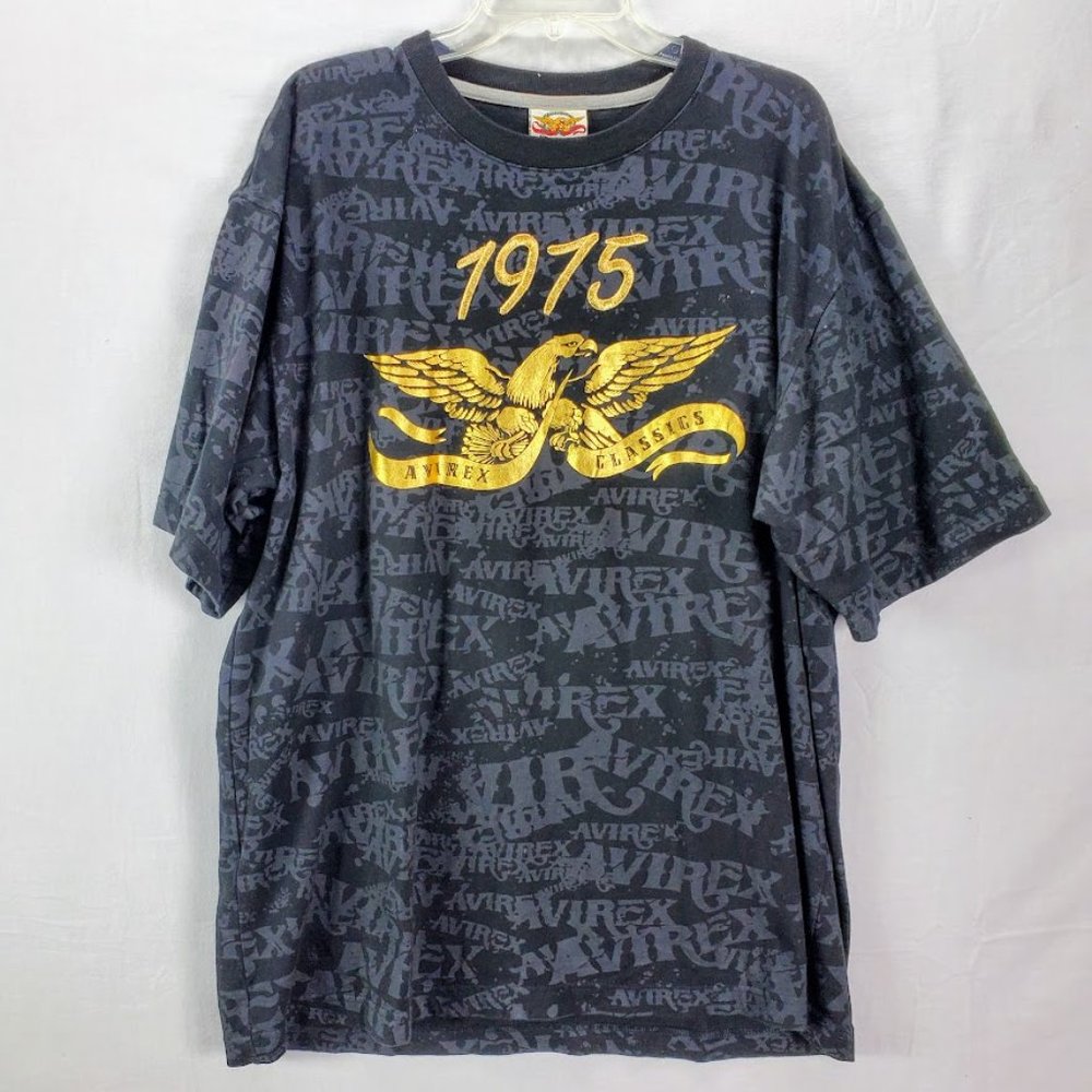 Avirex Classics Spell Out Logo T Shirt XL Gold